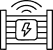 Icône de Clôture Électrique Connectée pour Sécurité Icône de clôture électrique connectée avec symbole de foudre et ondes de signalisation pour la sécurité intelligente.